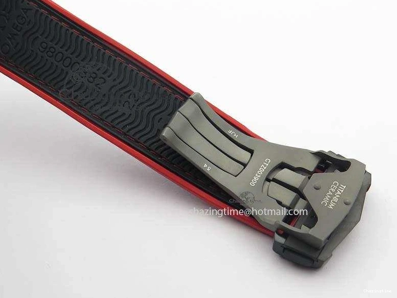 1225 SoftTouch Planet Ocean GMT 45mm DLC Red JHF Best Edition Black Dial On Rubber Strap A 8200